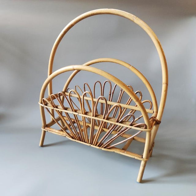 1960s Gorgeous magazine rack in bamboo and rattan by Franco Albini. It's in excellent condition. Made in Italy 19,68" x...