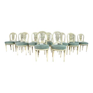 Rare Set of 12 Renewed Louis XVI Baloon Dining Chairs For Sale