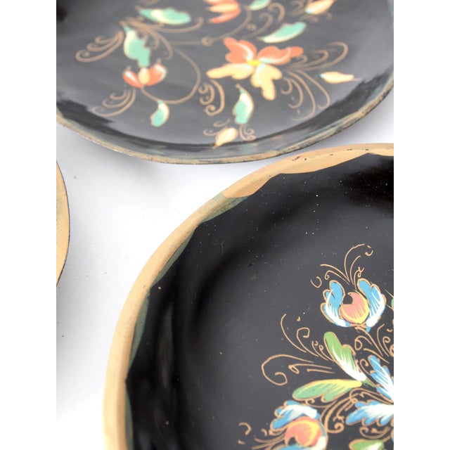 Vintage Scandinavian Rosemaling Decorative Plates Set 6 For Sale - Image 9 of 11