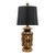 Mid 20th Century Chinoiserie Lighted Ceramic Table Lamp With Black Shantung Shade For Sale