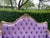1980 French Louis XVI Gilt Purple Damask Settee 1Pc For Sale - Image 14 of 15