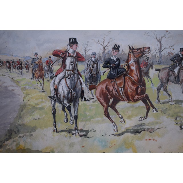 White She and He Fox Hunt Scene Watercolour by George Finch Mason For Sale - Image 8 of 8