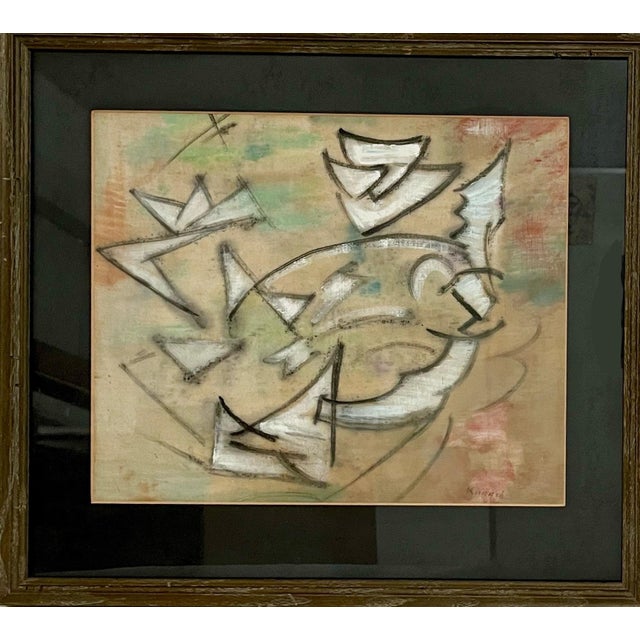 Ivan Kurach (Ukrainian, 1909-1968) Genre: Expressionist Subject: Geometric shapes Medium: Mixed Media Surface: Canvas...