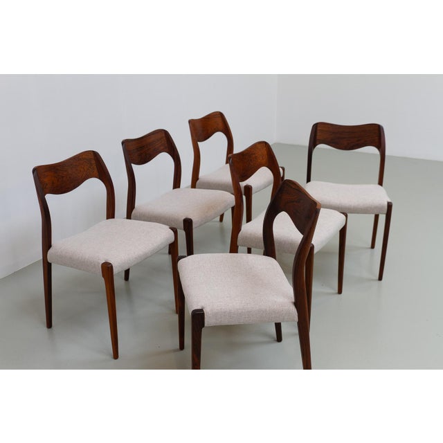 Mid-Century Modern Danish Rosewood Chairs Model 71 by Niels O. Møller for J.L. Møllers, 1970s, Set of 6 For Sale - Image 3 of 18