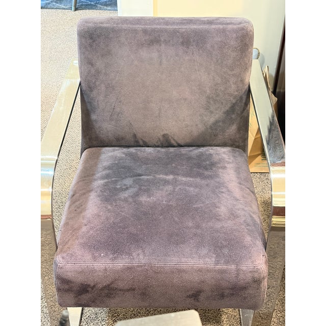 Animal Skin 1990s Ralph Lauren Penthouse Modern Chrome and Suede Lounge Chairs For Sale - Image 7 of 9