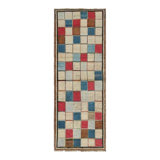 1950s Vintage Persian Tribal Runner With Square Patterns by Rug & Kilim For Sale