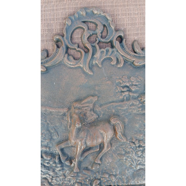 Vintage Cast Iron Horse Themed Fireback For Sale In Minneapolis - Image 6 of 12