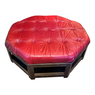 Five Foot Octagonal Leather Ottoman For Sale
