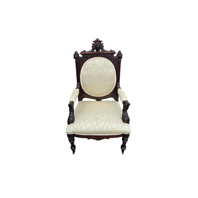 19th Century American Victorian Walnut Bedroom Chair Attributed to John Jeliff For Sale In Philadelphia - Image 6 of 7