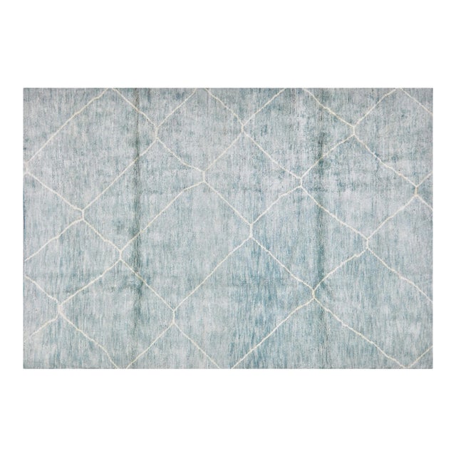 Moroccan Hand Knotted Modern Rug With Soft Texture and Natural Colors,5'6"x8' For Sale