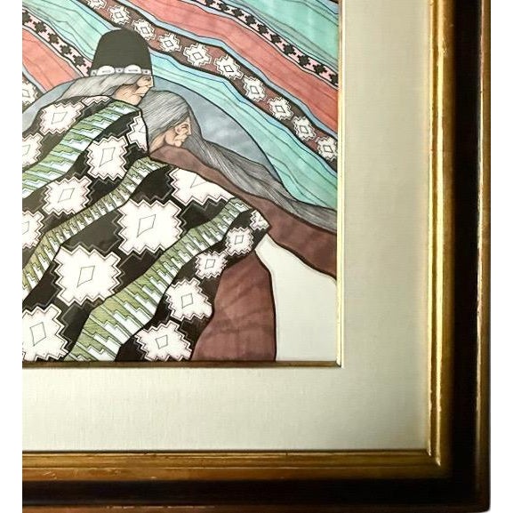 Vintage Signed Amado Maurilio Pena Southwestern Modernist Custom Framed Art Print Sin Titulo Native American Figures For Sale - Image 9 of 11