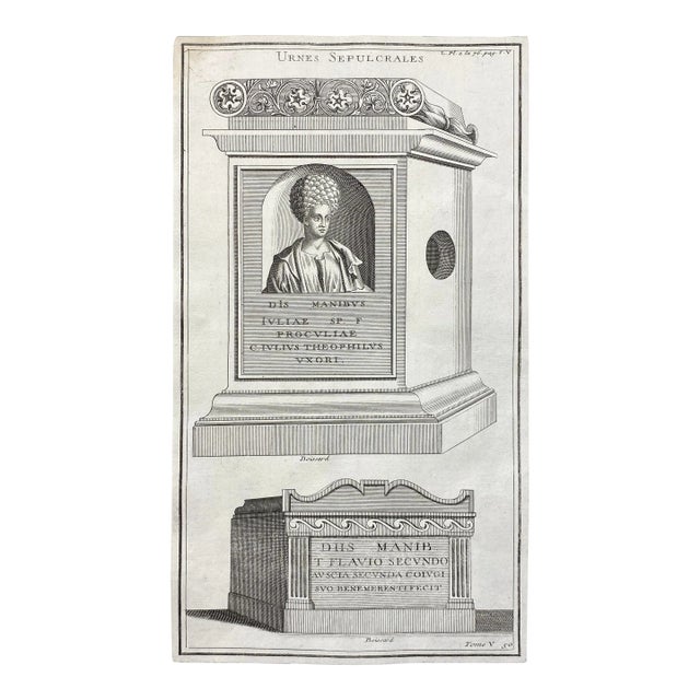 Antique Roman Tomb Carving Engraving For Sale