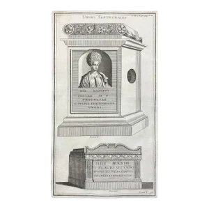 Antique Roman Tomb Carving Engraving