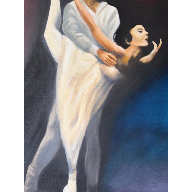 1980s 1980’s William Walk Ballet Dancers Oil on Canvas Painting – Chrome Aluminum Framed For Sale - Image 5 of 12