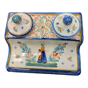 Early 20th Century French Henriot Quimper Inkwell