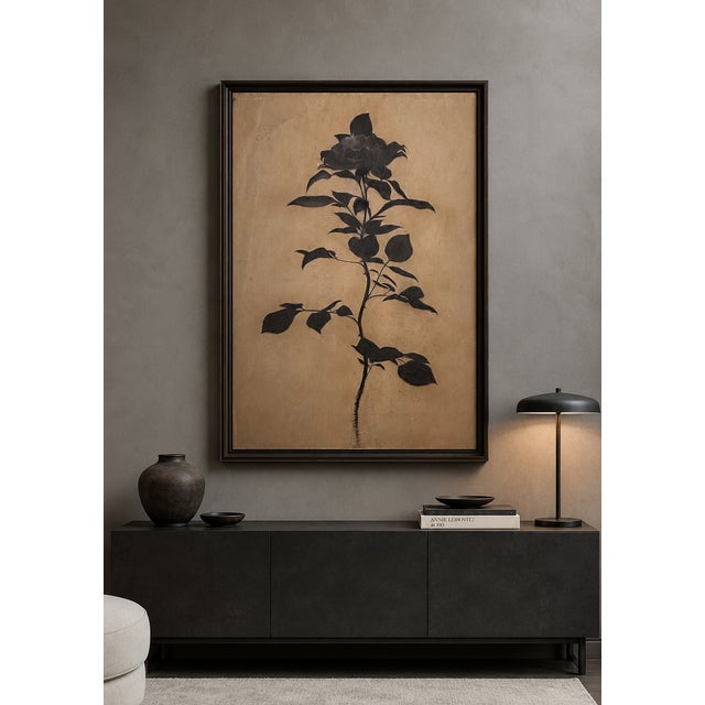 Monumental Black Rose Study on Paper — Attributed to Georgian Artist Lado Gorgadze For Sale - Image 4 of 4