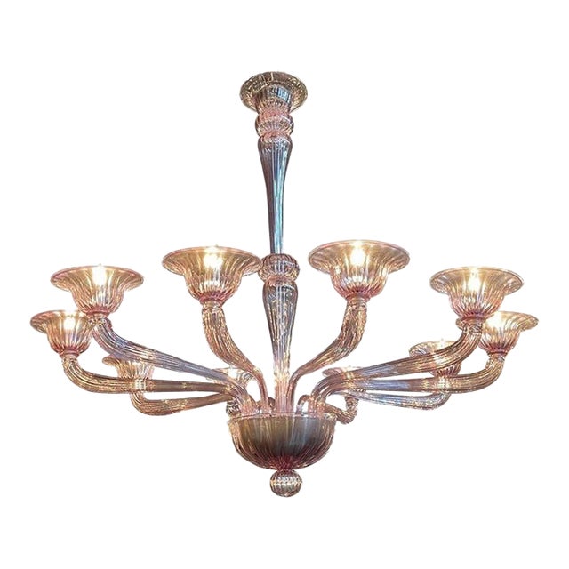 Modern Lavender Murano Glass 10 Arm Chandelier. For Sale
