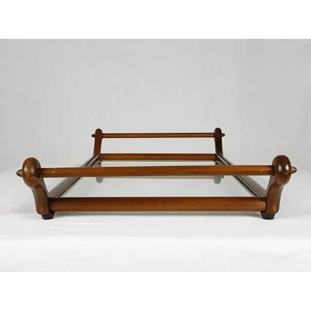 1960s Italian Brass and Wood Serving Tray, 1960s For Sale - Image 5 of 9