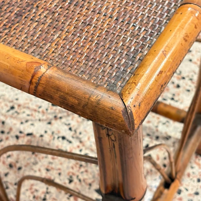 Vintage Chinoiserie Bamboo Side Table For Sale - Image 9 of 11