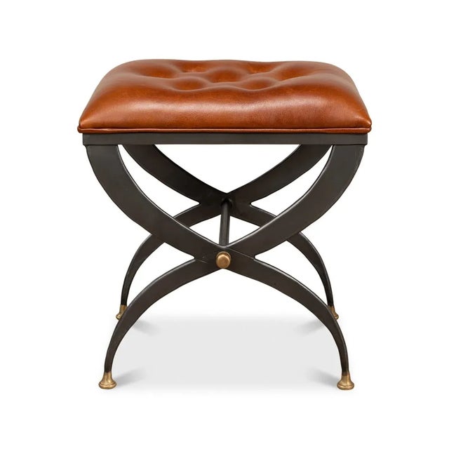 Modern Pair of Modern Curule Stools For Sale - Image 3 of 12