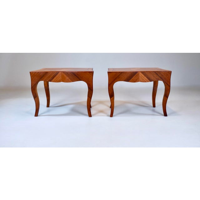 Italian Parquetry Inlaid Olive Burl Wood Side Tables Louis XV Style For Sale - Image 13 of 13