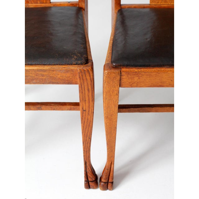 Antique Oak Splat Back Side Chairs Pair For Sale - Image 11 of 14