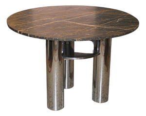 Round Table in Portoro Marble and Steel, Italy, 1970s