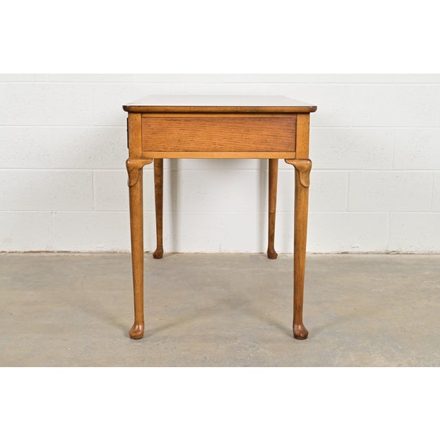 Baker Furniture Queen Anne Burled Walnut Writing Desk, Circa 1960s For Sale - Image 11 of 13