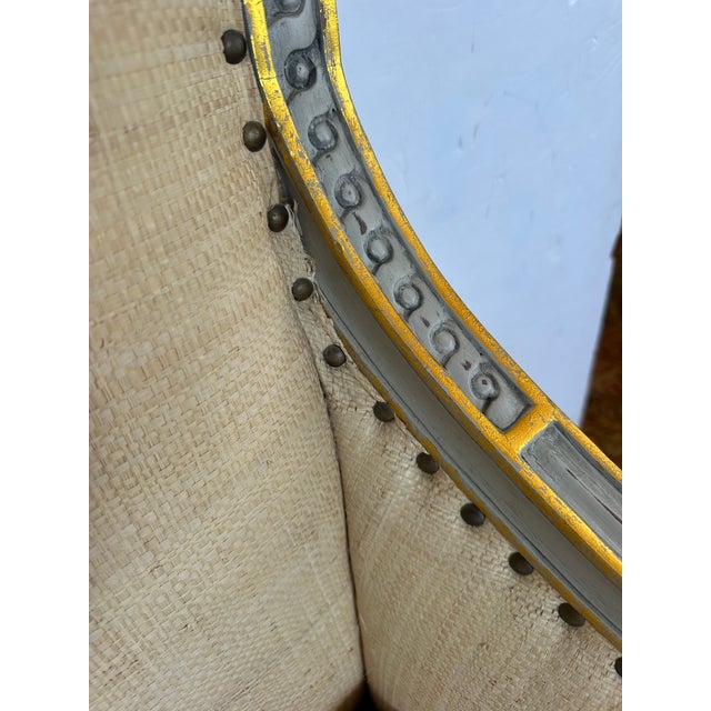 White Raffia & Grey Painted Wood Club Chair by Oly Studio For Sale - Image 8 of 11