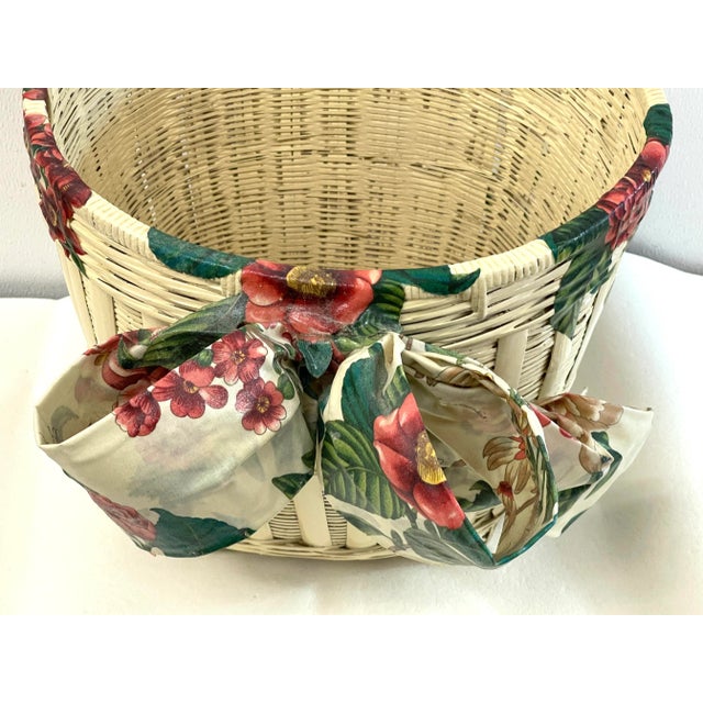 Khaki French Painted Floral Decoupage Basket Planter For Sale - Image 8 of 13
