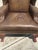 Vintage Ethan Allen Leather Wingback Armchair With Carved Claw Feet For Sale - Image 10 of 12