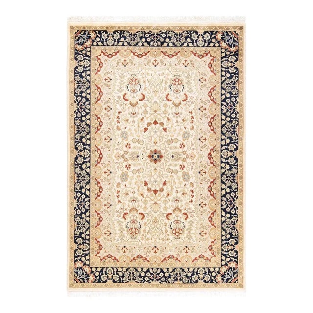 Ivory Mogul, One-of-a-Kind Hand-Knotted Area Rug in Ivory, 4' 1" x 6' 2" For Sale - Image 8 of 8