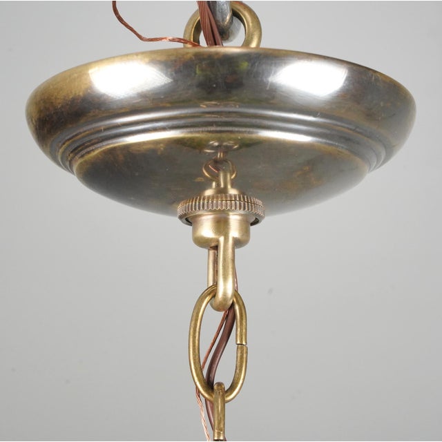 Antique 13 In. Green Hand Blown Crystal Bell Jar Pendant Light For Sale - Image 10 of 12