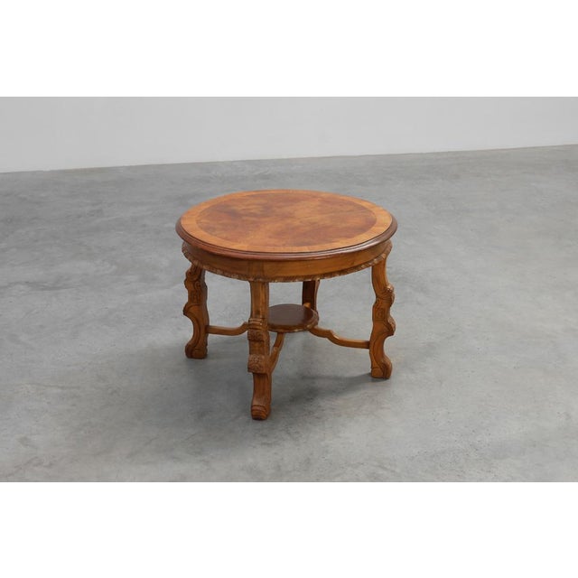 Wood Renaissance Round Walnut Coffee Table, France, Late 19th Century For Sale - Image 7 of 12