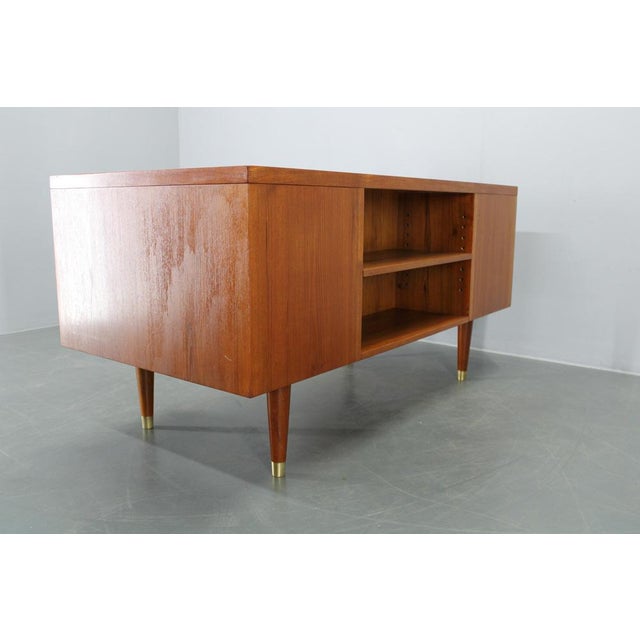 Mid-Century Danish Teak Writing Desk with Brass Details, 1960s For Sale - Image 18 of 18