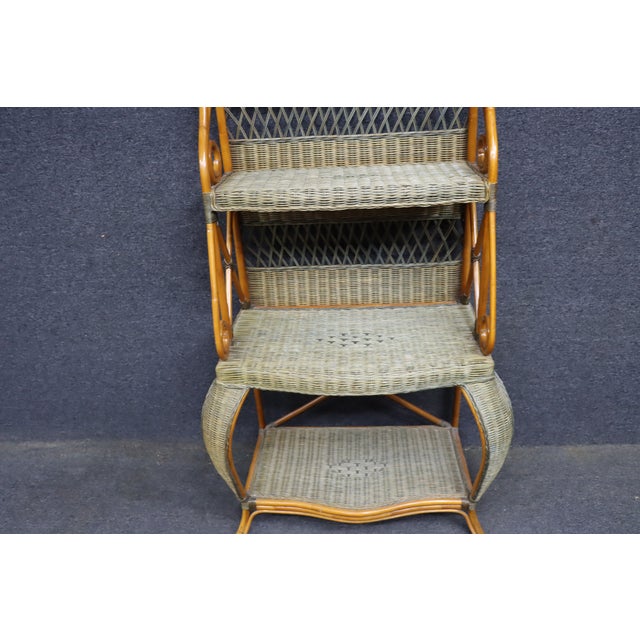 Italian Italian Bamboo and Wicker Etagere For Sale - Image 3 of 15