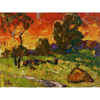 Oil Painting the Summer Sky Is Burning Oleksiy Ivanyuk For Sale
