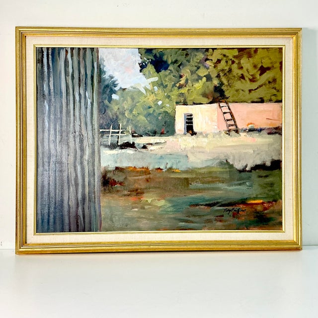 Rustic 1960s Vintage Southwestern Impressionist Landscape Original Oil Painting ‘North Taos’ by Patsy Smith For Sale - Image 3 of 16