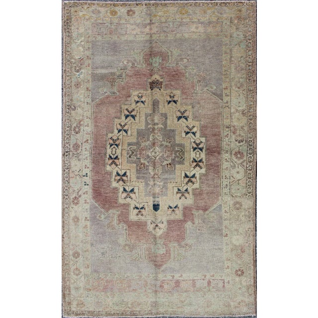 Textile Vintage Turkish Oushak Rug in Light Purple, Lavender, Cream, and Gray For Sale - Image 7 of 7