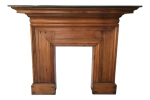 Antique Mahogany Fireplace Mantel With Green Marble Top