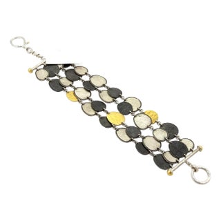 Gurhan Contour Sterling & 24k Inlay Gold Multi-Strand Round Discs Bracelet For Sale