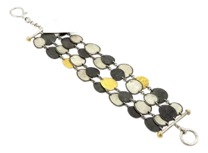 Gurhan Contour Sterling & 24k Inlay Gold Multi-Strand Round Discs Bracelet
