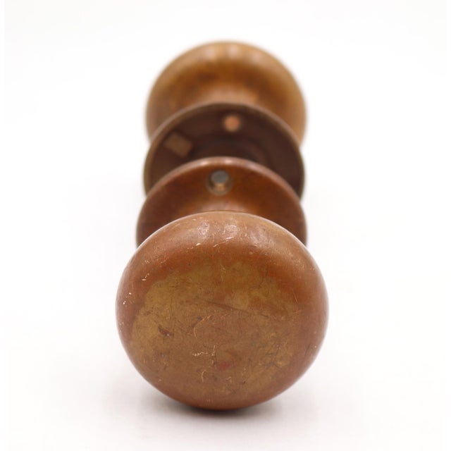 Vintage Concentric Bronze Passage Door Knobs For Sale - Image 6 of 6