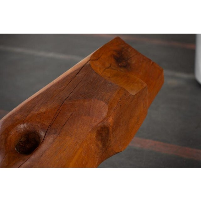 Organic Abstract Iroko Sculpture on Travertine Base, 1960s For Sale - Image 4 of 18