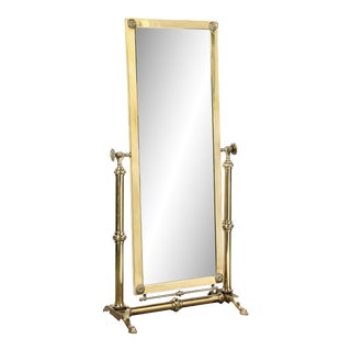 Mid-Century Modernist Articulating Brass Full Length Cheval Mirror For Sale