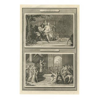 Pieter Mortier, Susanna and the Elders and Susanna Delivered by Daniel, 1700, Engraving For Sale