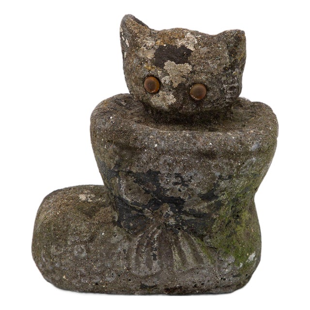 Composite Stone Kitten in Boot Garden Ornament, English 20th Century For Sale