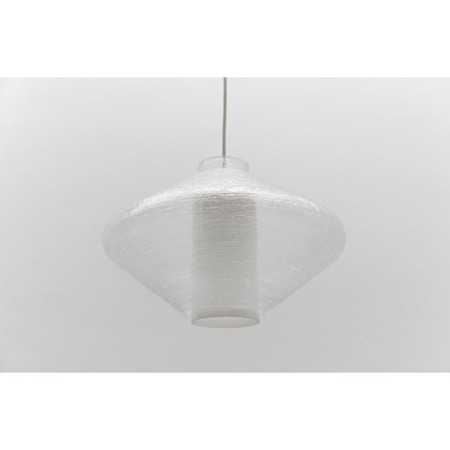 1950s Pendant Light in Opal and Textured Glass, 1960s For Sale - Image 5 of 12