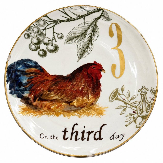 Williams-Sonoma Late 20th Century Williams Sonoma 12 Days of Christmas Porcelain Plates Dinnerware Set 12 For Sale - Image 4 of 16