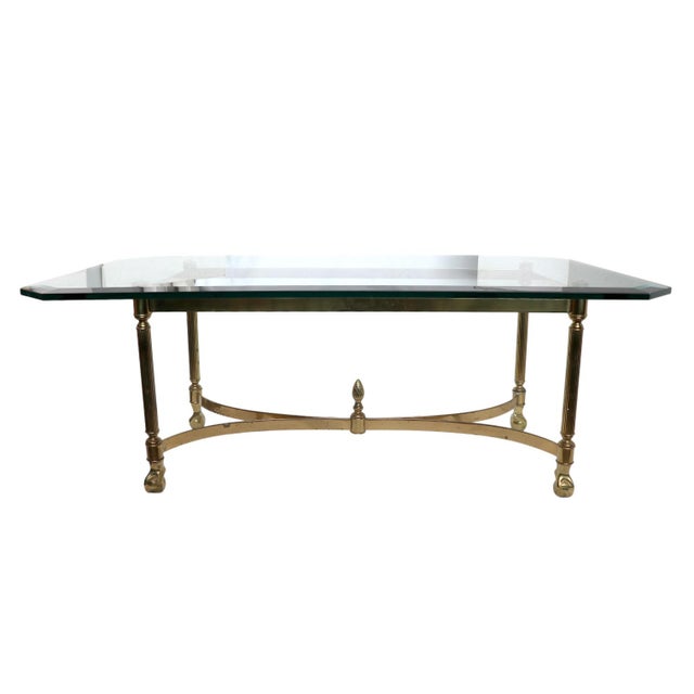 Neoclassical French Neoclassical Style Brass and Glass Coffee Table For Sale - Image 3 of 10